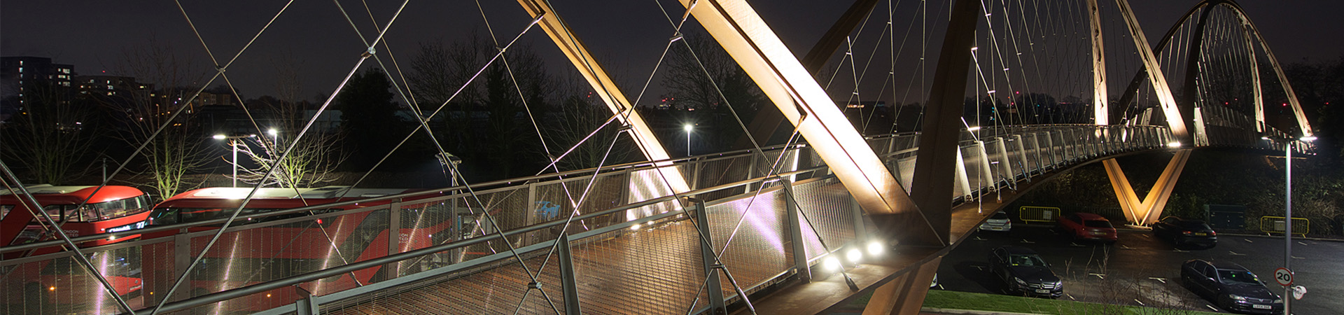 Steel bridge at night
